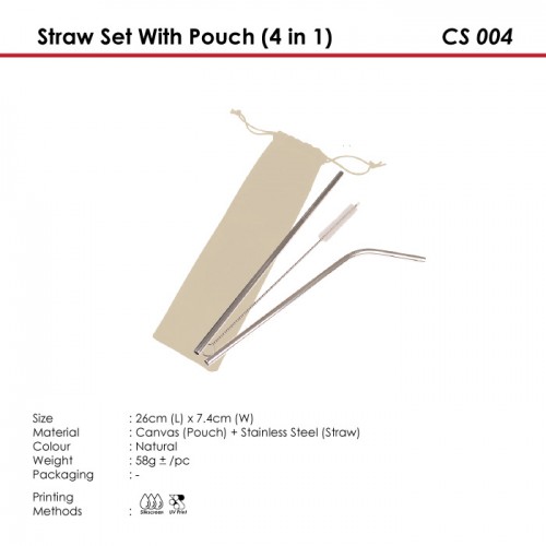 Straw Set With Pouch (4 in 1) - CS 004